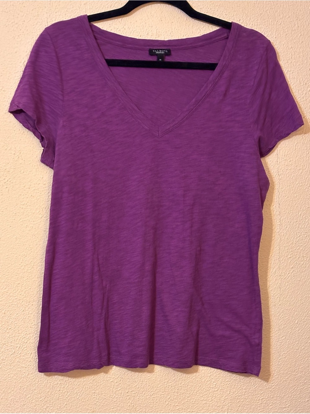 Talbots Purple Slub Knit V-Neck T-Shirt – Medium